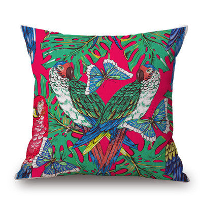 Fashion High Quality Cotton Linen Tropical plant Flowers Grass Decorative Throw Pillow Case Cushion Cover Sofa Home Decor