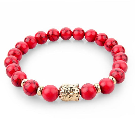 CHICVIE Natural Stone Bead Buddha Bracelets for Women Men Silver Black Lava Love Jewelry With Stones Femme Meditation Bracelet