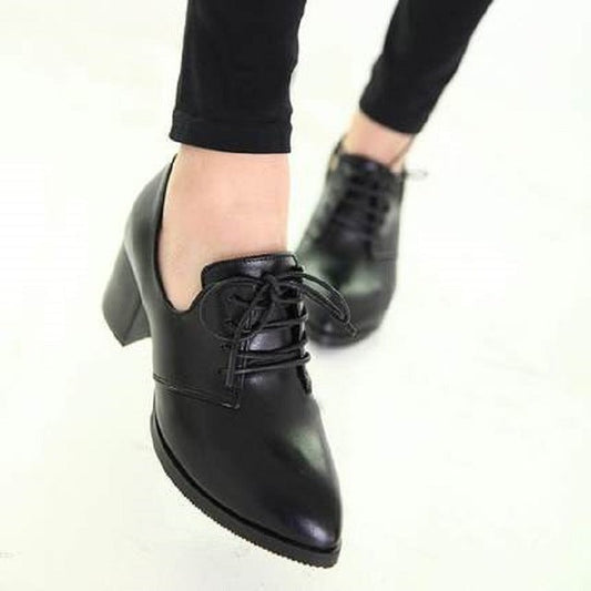 ZZPOHE New spring woman shoes stylish comfortable Ladies high-heeled shoes pointed retro lace wild single shoes women work shoes