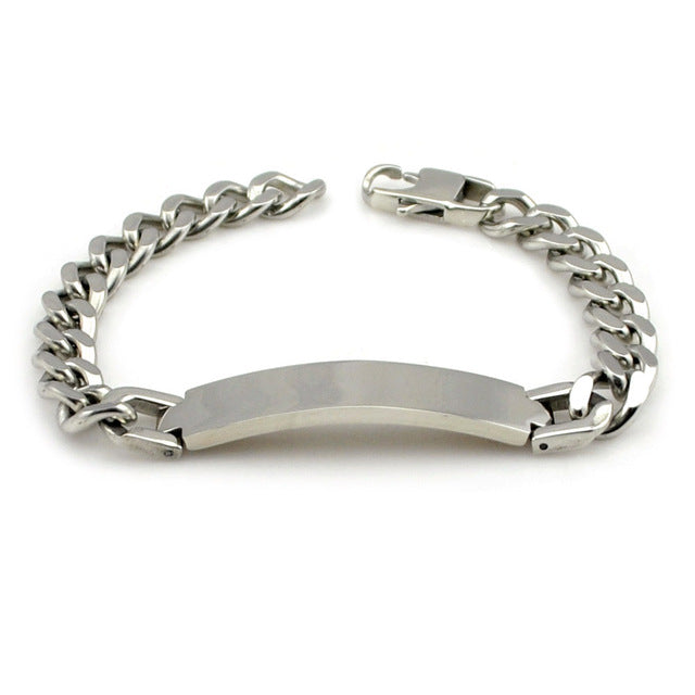 Dolaime Stainless Steel Bracelet Man,Fashion Link Chain Exquisite Jewelry ID Men Bracelet Cuff Punk Women Bijoux