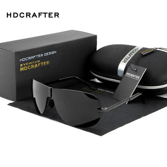 Mens Goggle Polarized Sunglasses Vintage Men Designer Conjoined Spectacle Lens Super Frame Uv400 Rimless Sunglasses Cool Glasses