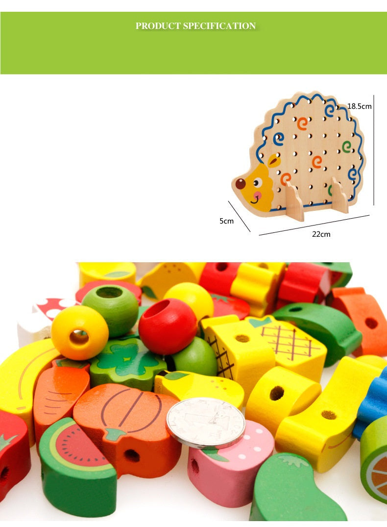 MIPOZOR Learning Education Wooden Puzzle Toys 82 Pcs Hedgehog Fruit Beads Montessori Oyuncak Educational Toy For Children