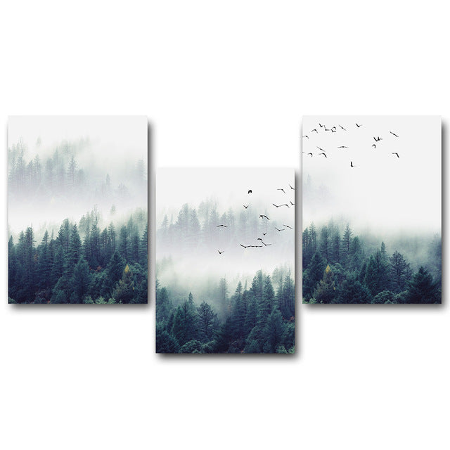Nordic Forest Landscape Wall Decoration Art Canvas Print