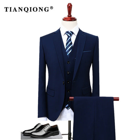 TIAN QIONG Famous Brand Mens Suits Wedding Groom Plus Size 4XL 3 Pieces(Jacket+Vest+Pant) Slim Fit Casual Tuxedo Suit Male