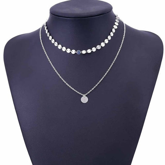 KISS WIFE New Fashion Gold Coin Layered Necklace Set For Women Charm Choker Necklace