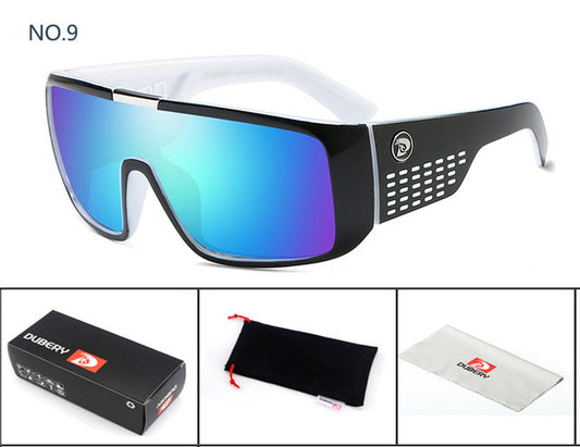 DUBERY Sunglasses Men Sport Goggle Oversized Sun Glasses For Men Retro Frame Reflective Coating Brand Luxury Oculos UV400