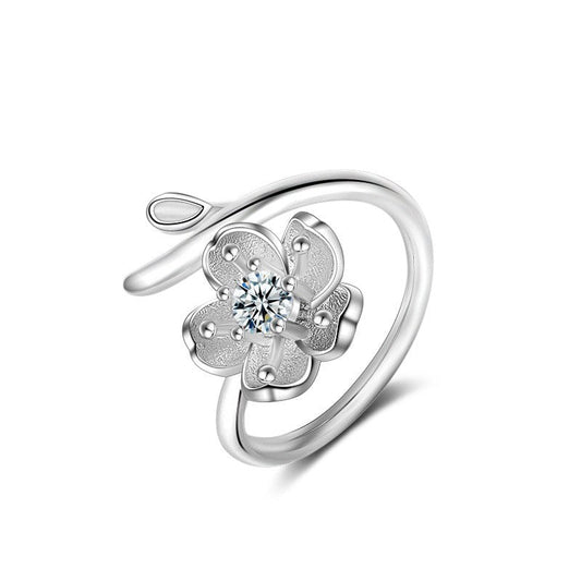 Jemmin Fashion Korean Style Flowers Rings Female Adjustable Crystal Ring Jewelry