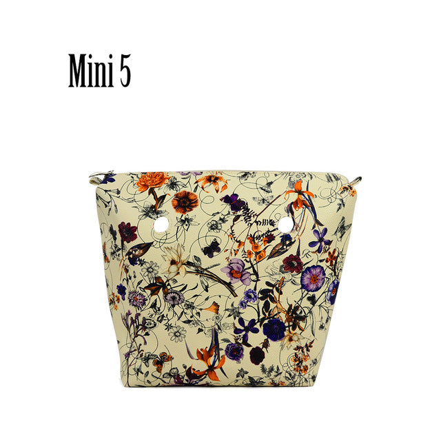 TANQU New Classic Mini Floral Print PU Leather Lining Zipper Inner Pocket Waterproof Insert for Obag EVA O BAG Women Handbag