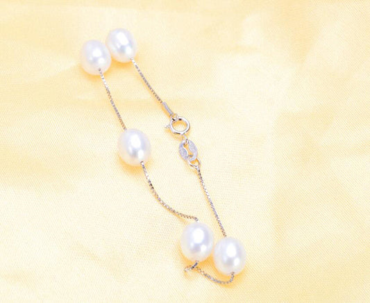 ASHIQI Natural freshwater pearl bracelet Genuine 925 Sterling Silver Bracelet for women charm pulseiras femininas