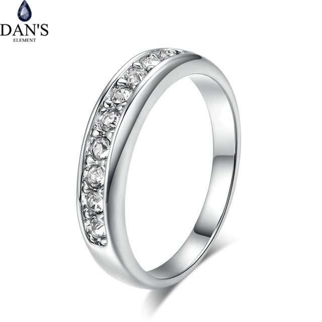 DAN'S ELEMENT Fashion Classic Copper Gold Color Zirconia Austrian Crystals Wedding Rings for Women Full Sizes Fi-RG91645