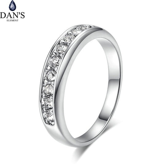 DAN'S ELEMENT Fashion Classic Copper Gold Color Zirconia Austrian Crystals Wedding Rings for Women Full Sizes Fi-RG91645