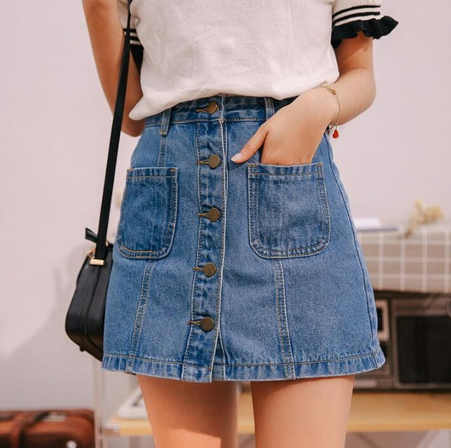 Denim Skirt High Waist A-line Mini Skirts