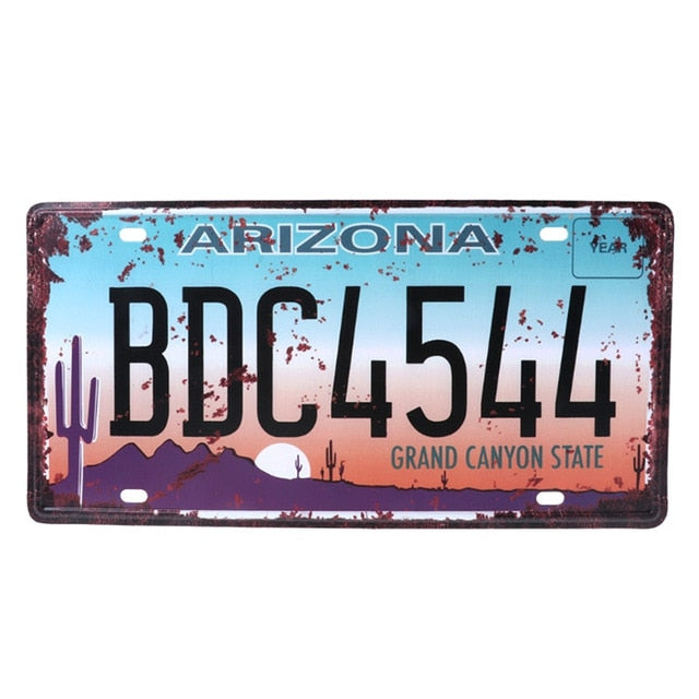 Vintage Metal Tin License Plate Plaque