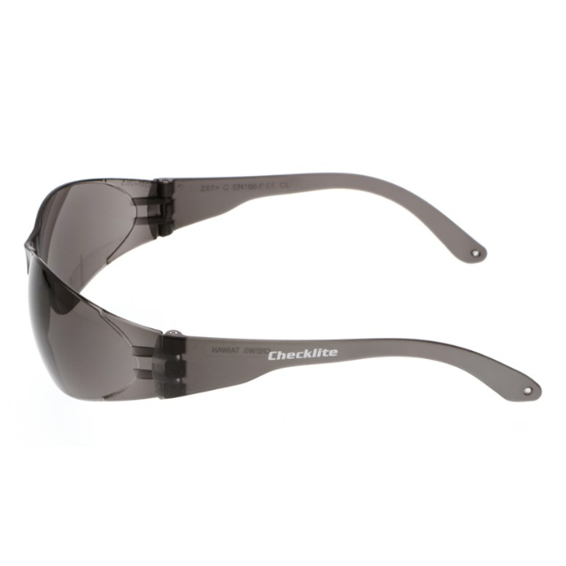 12 Pair Black Protective Safety Glasses with Grey Smoke Lens Lenses