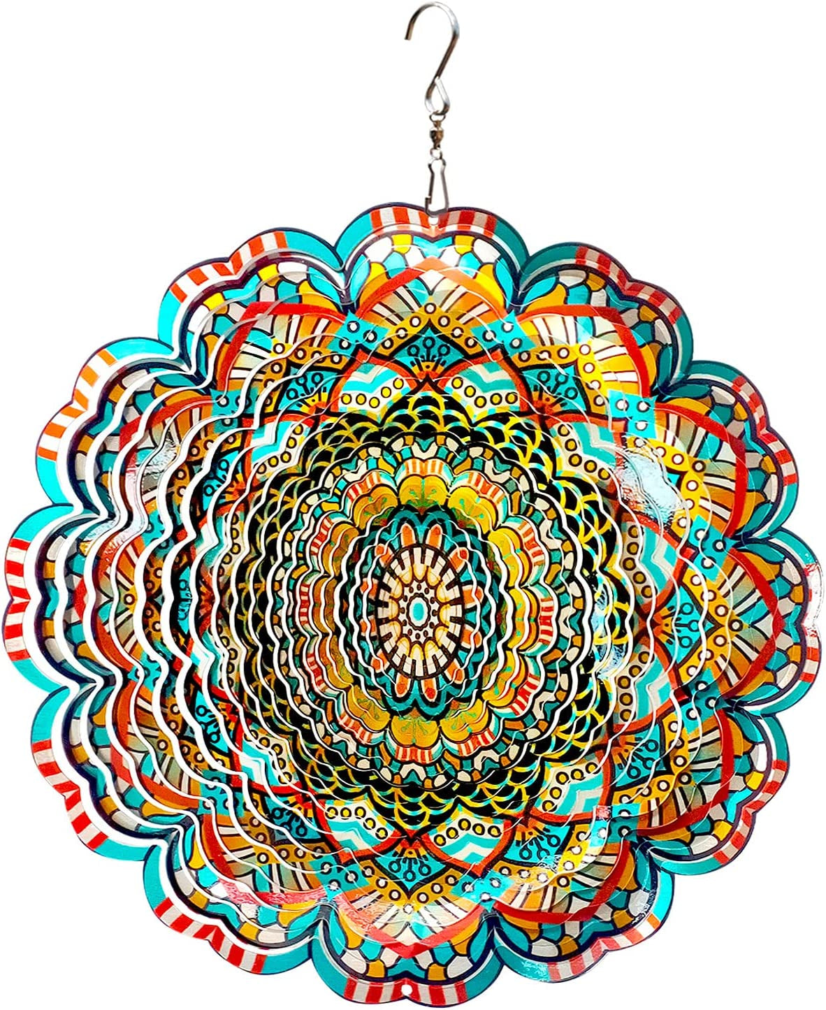 Tree of Life 6inch 3D Stainless Steel Laser Cut Metal Art Geometric Pattern Worth Gift - Hanging Wind Spinner Kinetic Yard Art Decorations - Indoor/Outdoor Décor