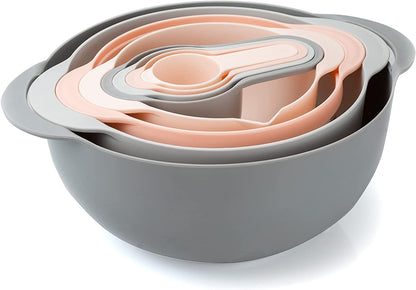 8 Piece Nesting Bowls with Measuring Cups Colander and Sifter Set 