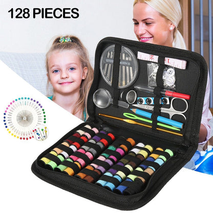 128Pcs Portable Travel Sewing Box Kit Needles Thread Stitching Kit DIY Sewing Supplies Premium Mini Sewing Accessories
