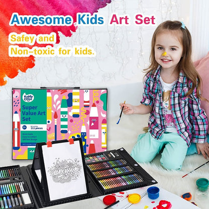 211pcs Kids Art Supply Kit with Folding Easel