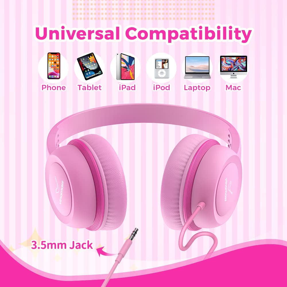  Wired Headphones with Safe Volume Limiter, Adjustable and Flexible for Kids