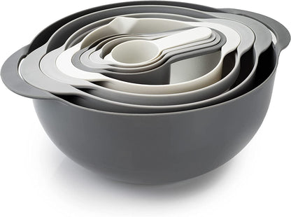 8 Piece Nesting Bowls with Measuring Cups Colander and Sifter Set 