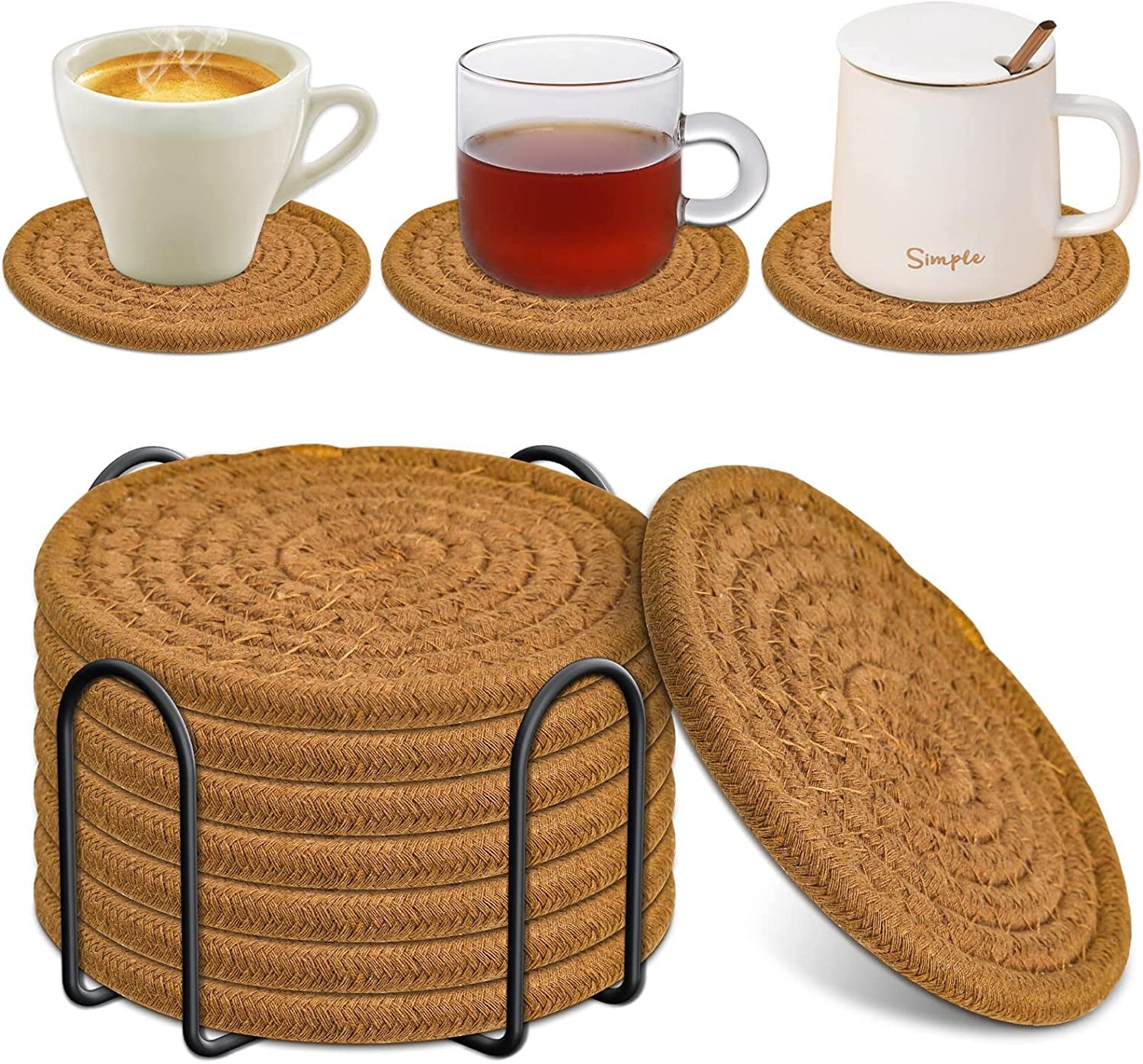 8 Pcs Drink Coasters with Holder