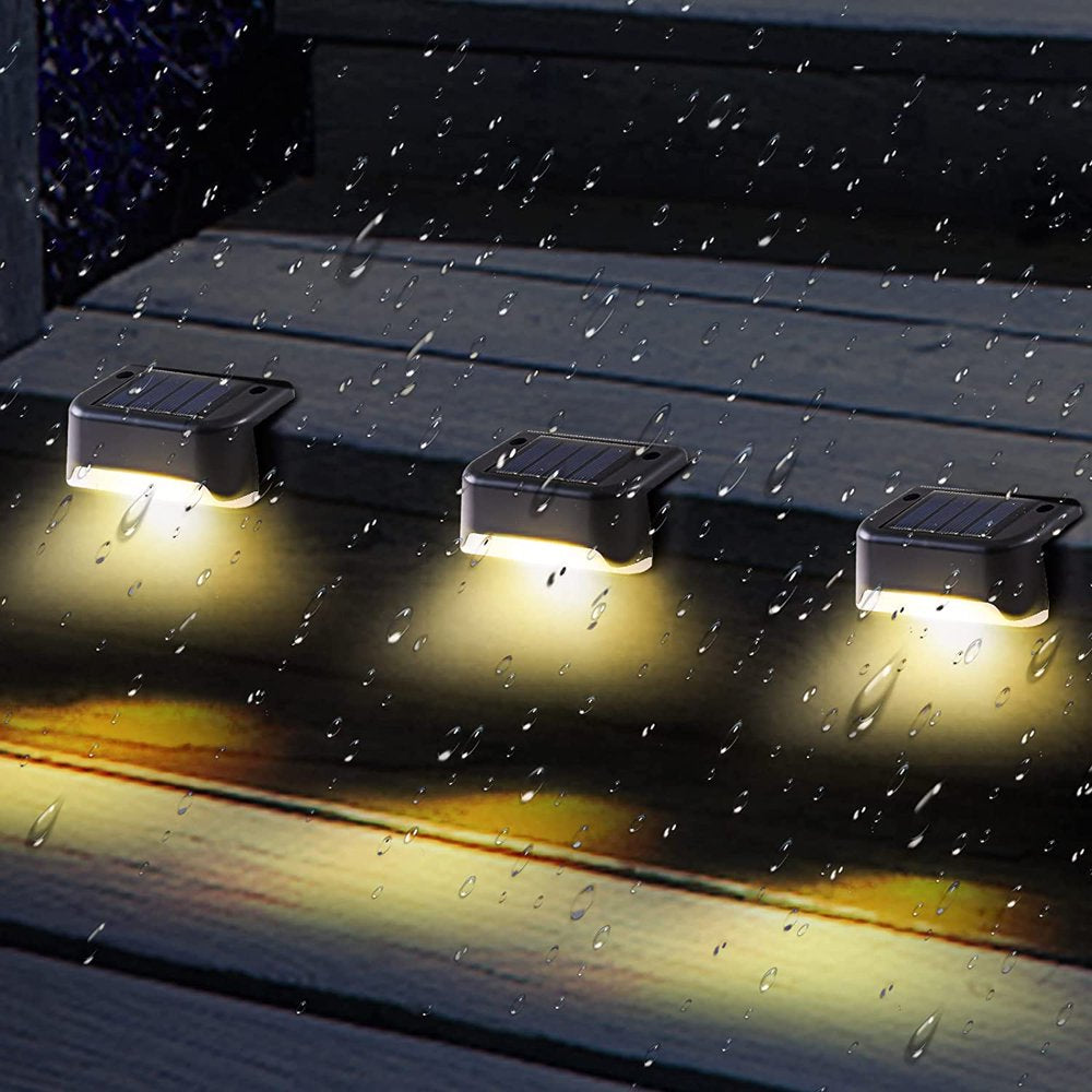 Solar Deck Lights Outdoor, 8 Pack Solar Step Lights Waterproof LED Solar Lights for Outdoor Decks, Railing,Stairs, Step, Fence, Yard, and Patio Christmas Decoration Lights(Warm White)