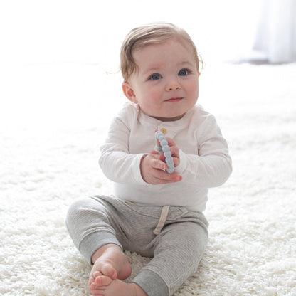 Dr. Brown’S Flexees Beaded Teether Rings, 100% Silicone, Soft & Easy to Hold, Encourages Self-Soothe, 3 Pack, Pink, White, Gray, BPA Free, 3M+