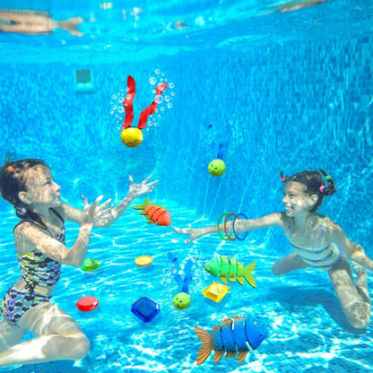 30 Pcs Pool Toy Set with Storage Bag & Water Toys Swim Learning & Diving Skill Development for Kids