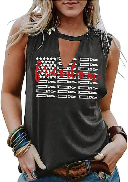  Women's American Flag Camo Sleeveless Tank Tops 4th of July Racerback Bowknot Stripes Patriotic T Shirts