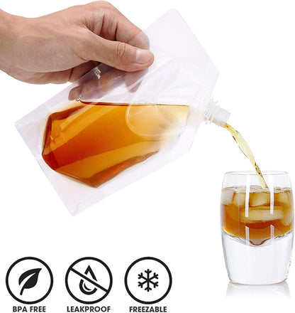 Flasks Set for Liquor Cruise Kit,Rum Runner Plastic Liquor Bags to Sneak Alcohol,Juice Travel Plastic Bags Drink Bags for Travel Outdoor Sports, Concerts, Events（8oz X 10）