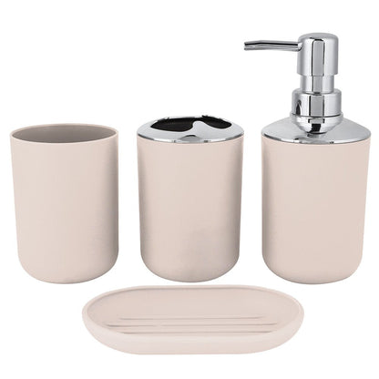  4 Piece Bathroom Accessory Set with Soap Dispenser Pump, Toothbrush Holder, Tumbler and Soap Dish