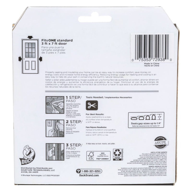 Max Strength Silicone .25" Medium Gap Weatherstrip Seal White, 2 Strips
