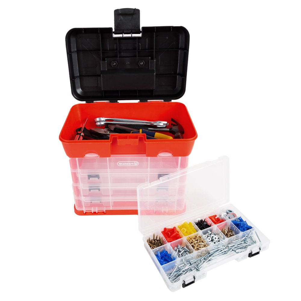  Portable Tool Storage Box - Small Parts Organizer with 4 Trays
