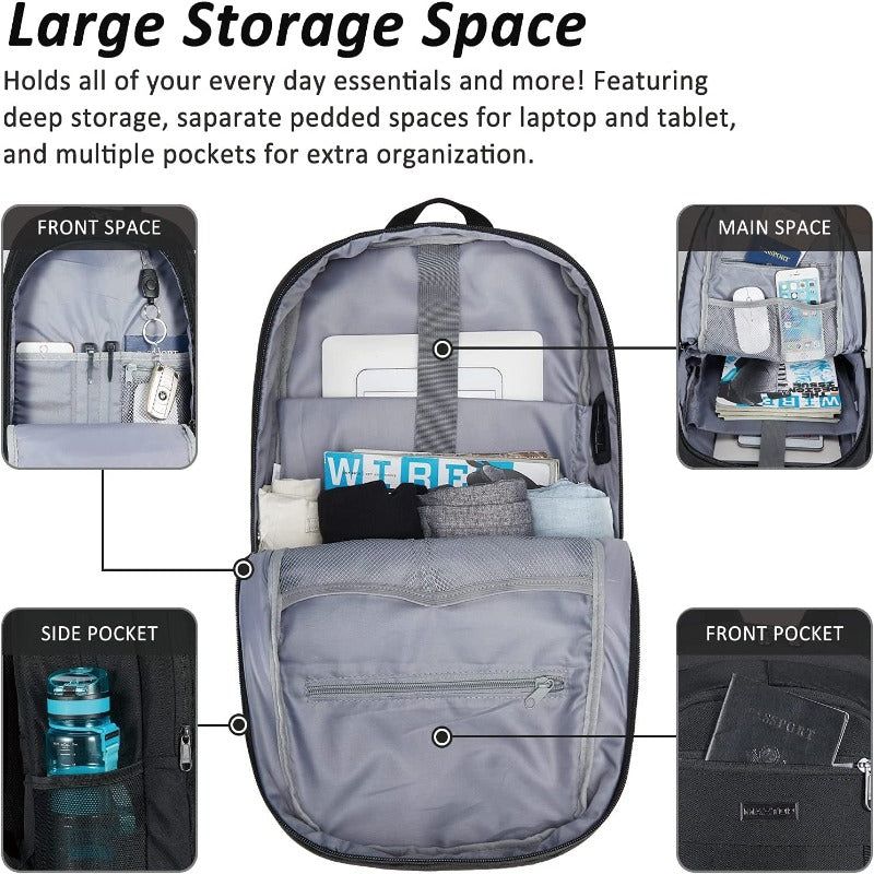 Laptop Backpack Business Computer Case with USB Charging Port - Fits Laptop up to 16 inches
