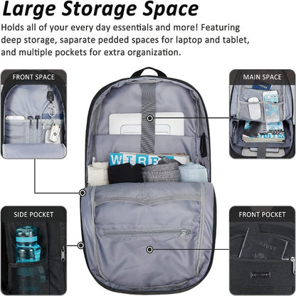 Laptop Backpack Business Computer Case with USB Charging Port - Fits Laptop up to 16 inches