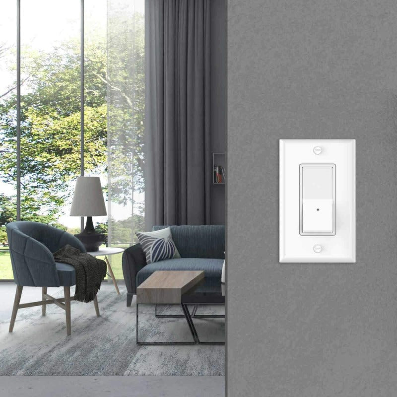 4 Pack Illuminated Light Switches, Automatic On/Off Sensor, Single Pole, 15Amp 120/277Volt, White