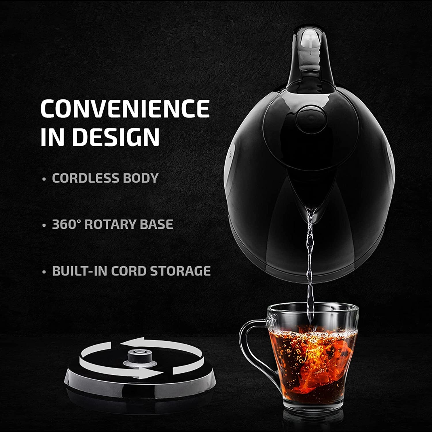 Electric Kettle - Cordless with Automatic Shut-Off and Boil Dry Protection