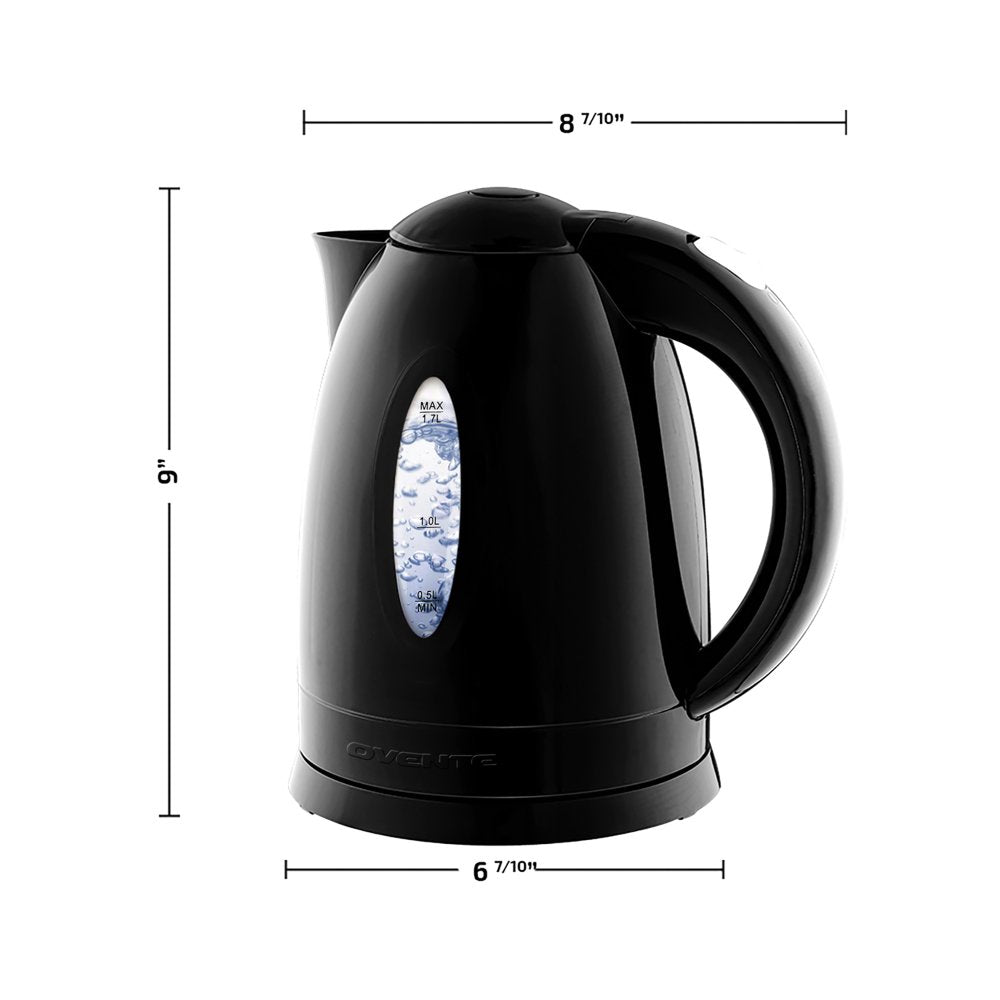 Electric Kettle Hot Water Heater 1.7 Liter - BPA Free Fast Boiling Cordless Water Warmer - Auto Shut off Instant Water Boiler for Coffee & Tea Pot - Black KP72B