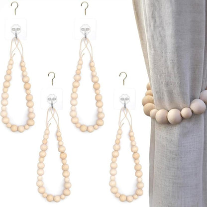 Wooden Bead Curtain or Drape Tieback Sets