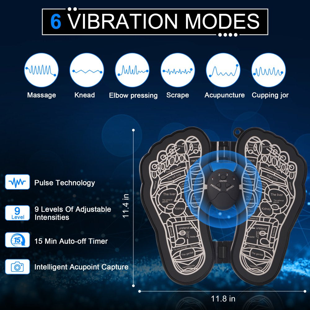 EMS Foot Massager for Neuropathy, 6 Modes Mat Pad Portable Foot Massage & Pain Relief