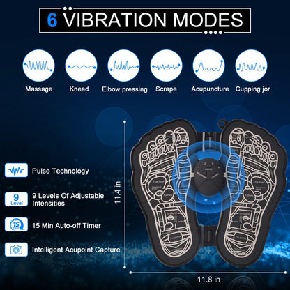 EMS Foot Massager for Neuropathy, 6 Modes Mat Pad Portable Foot Massage & Pain Relief