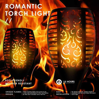 4 Pack Solar Torch Lights with Flickering Flame Outdoor, Waterproof Dancing Flickering Flame Torch Light, LED Outdoor Landscape Decoration Light for Garden Patio Pathway, Auto On/Off Dusk to Dawn