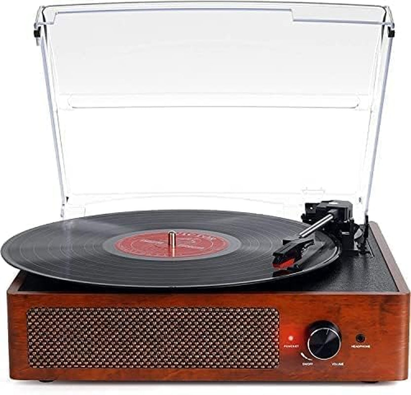 Vinyl Record Player Vintage Turntable for Vinyl Records with Speakers Belt-Driven Turntables Supports 3-Speeds, Bluetooth Wireless Playback