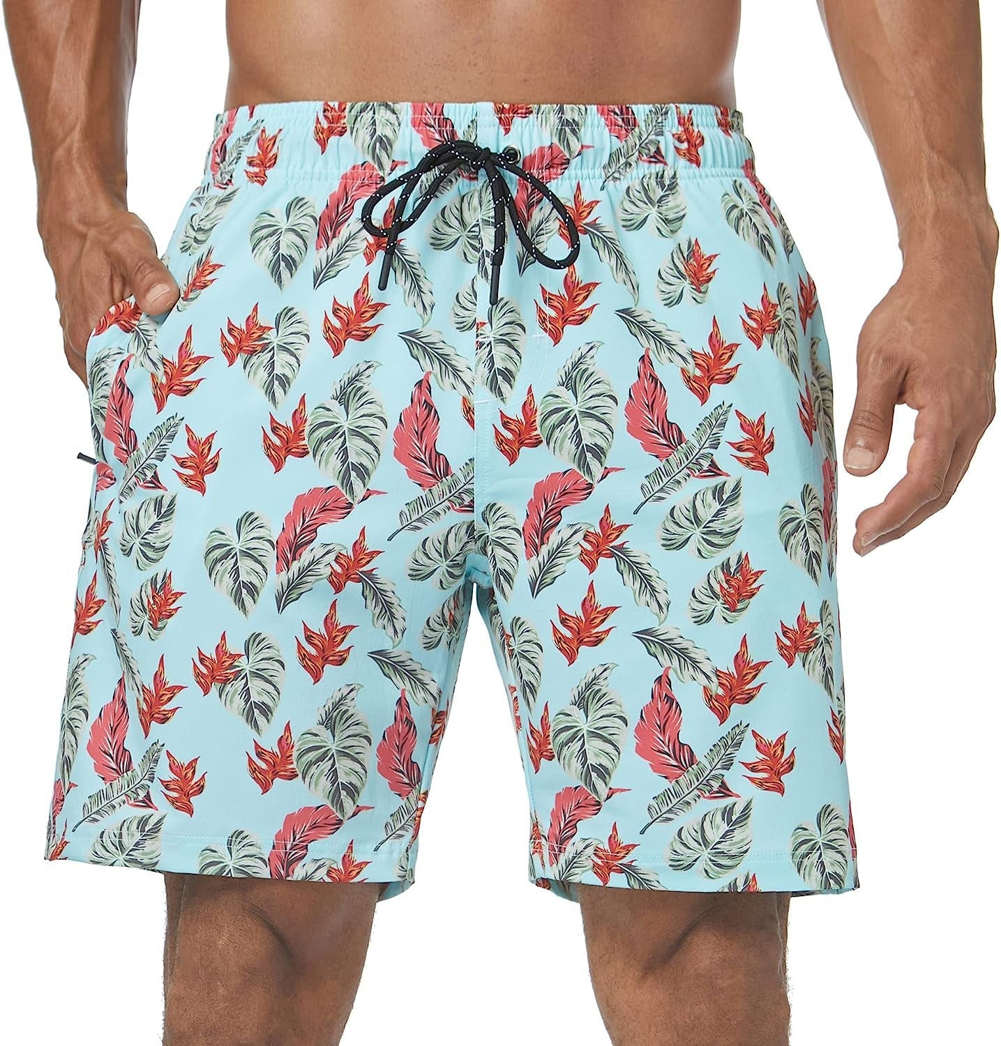  Mens Swim Trunks Quick Dry Board Shorts with Zipper Pockets Bathing Suit