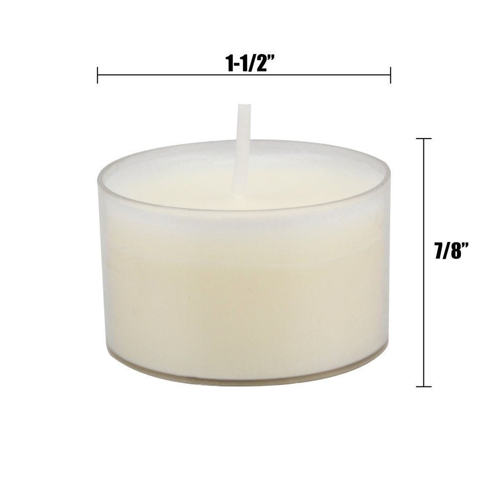 96 Pack Unscented Long Burning Clear Cup Tealight Candles with 8 Hour Burn Time