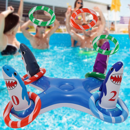  Inflatable Pool Ring Toss, Pool Toys for Kids with 6pcs Rings, Swimming Pool Games for Adults and Family