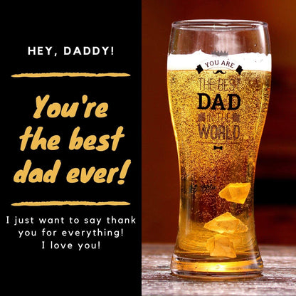 Dad  Beer Glass, Gifts for Dad on Father's Day, Birthday from Daughter, Son, 15oz Pint glass, Beer mug, You are the best dad in the world, Onebttl