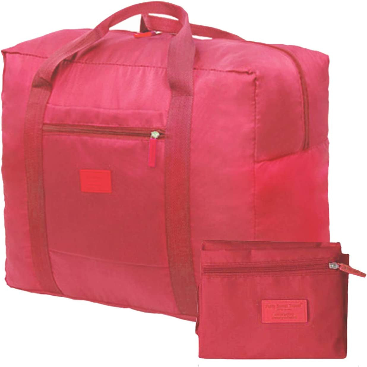 Travel Duffel Bag Lightweight Foldable Travel Bag for Women and Men Waterproof Tote Carry On Luggage Bag Weekender Overnight Bag (Red)