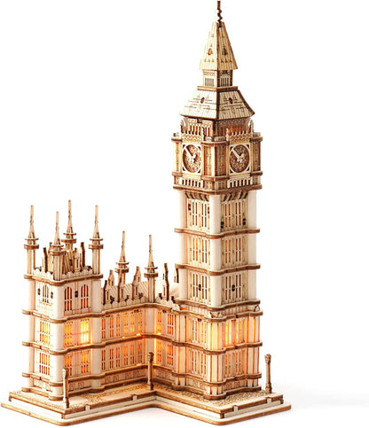 3D Puzzle for Adults Wooden Craft Kits for Teens DIY Construction Model Kit with LED Lights