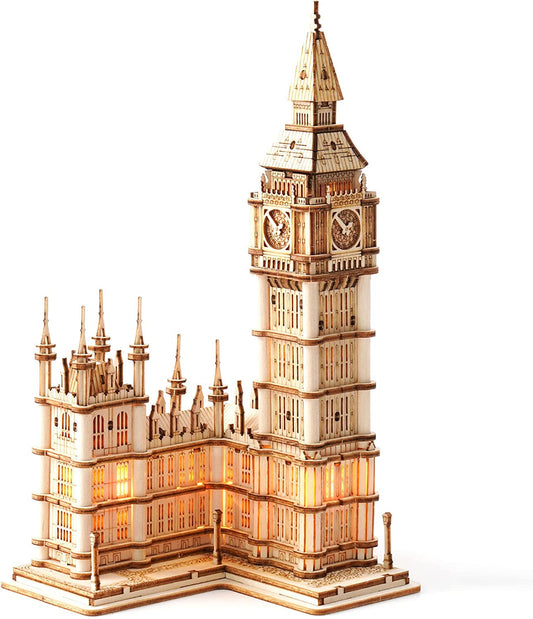 3D Puzzle for Adults Wooden Craft Kits for Teens DIY Construction Model Kit with LED Lights
